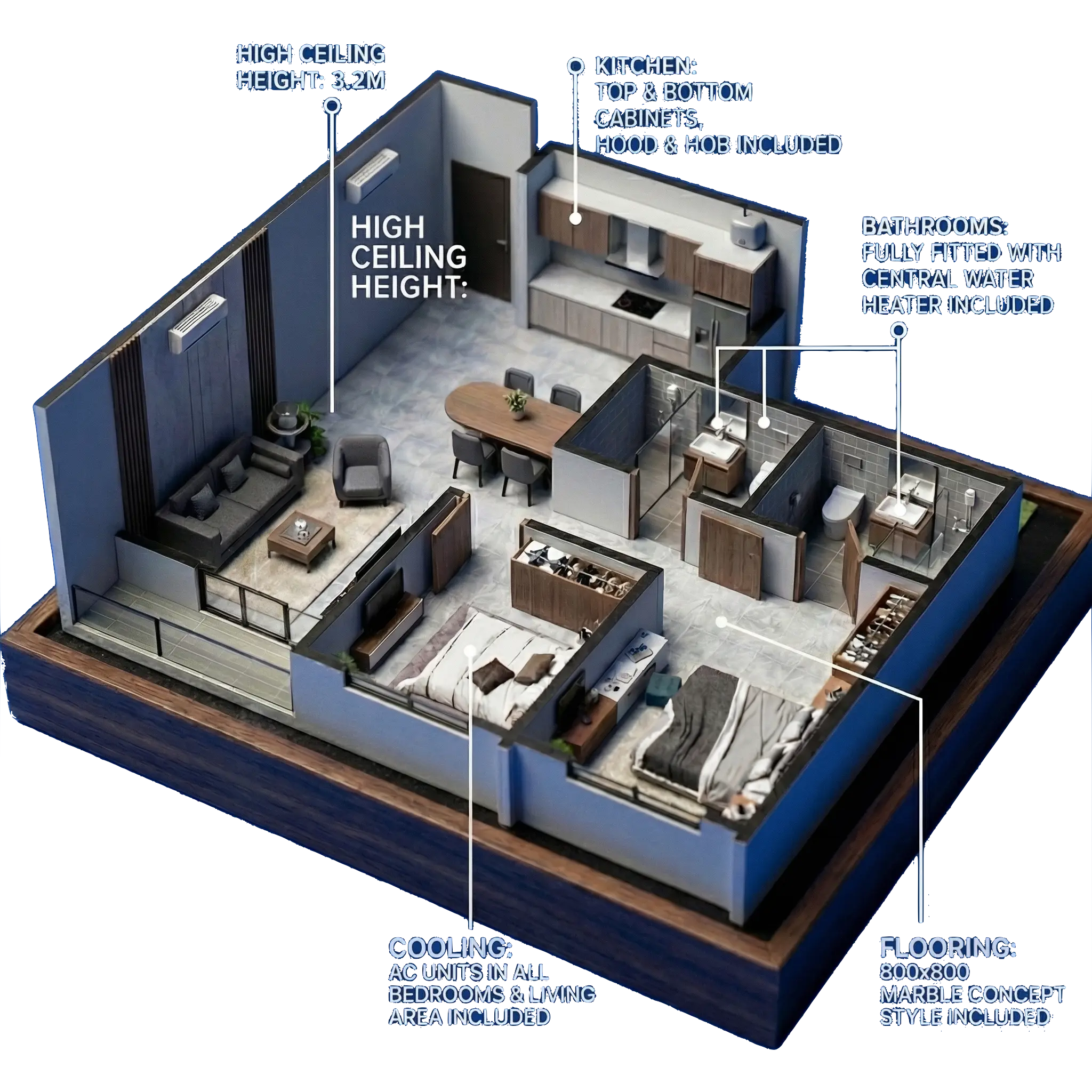 Parkland Free Furnishing 3D Cutout Layout